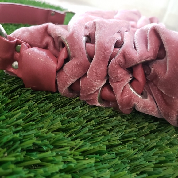 Vintage Velvet Small Purse- Leather Side Detailing - Picture 7 of 11